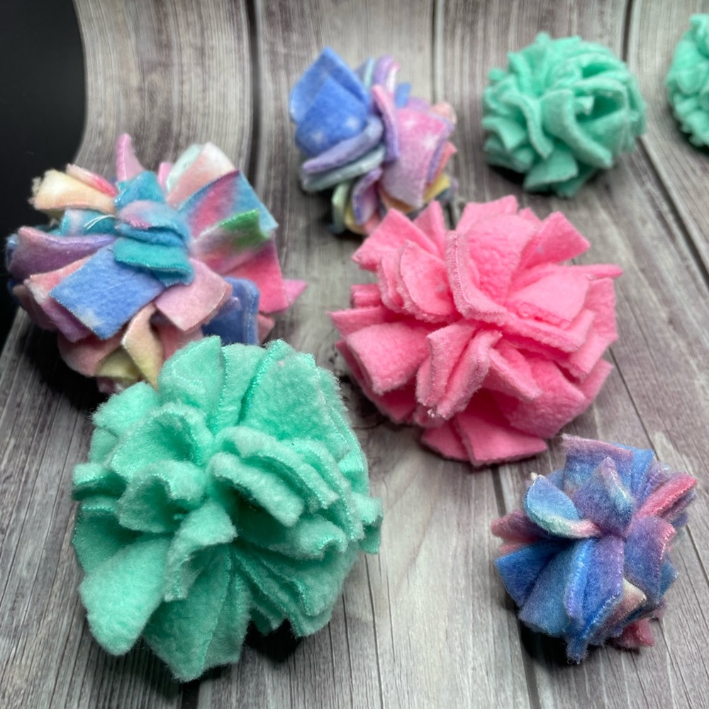 Six fleece Pom Poms for sugar gliders / small animal toys / cage accessories